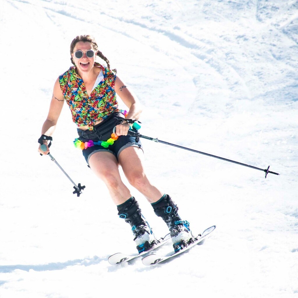skier enjoying spring skiing at Jay Peak Resort