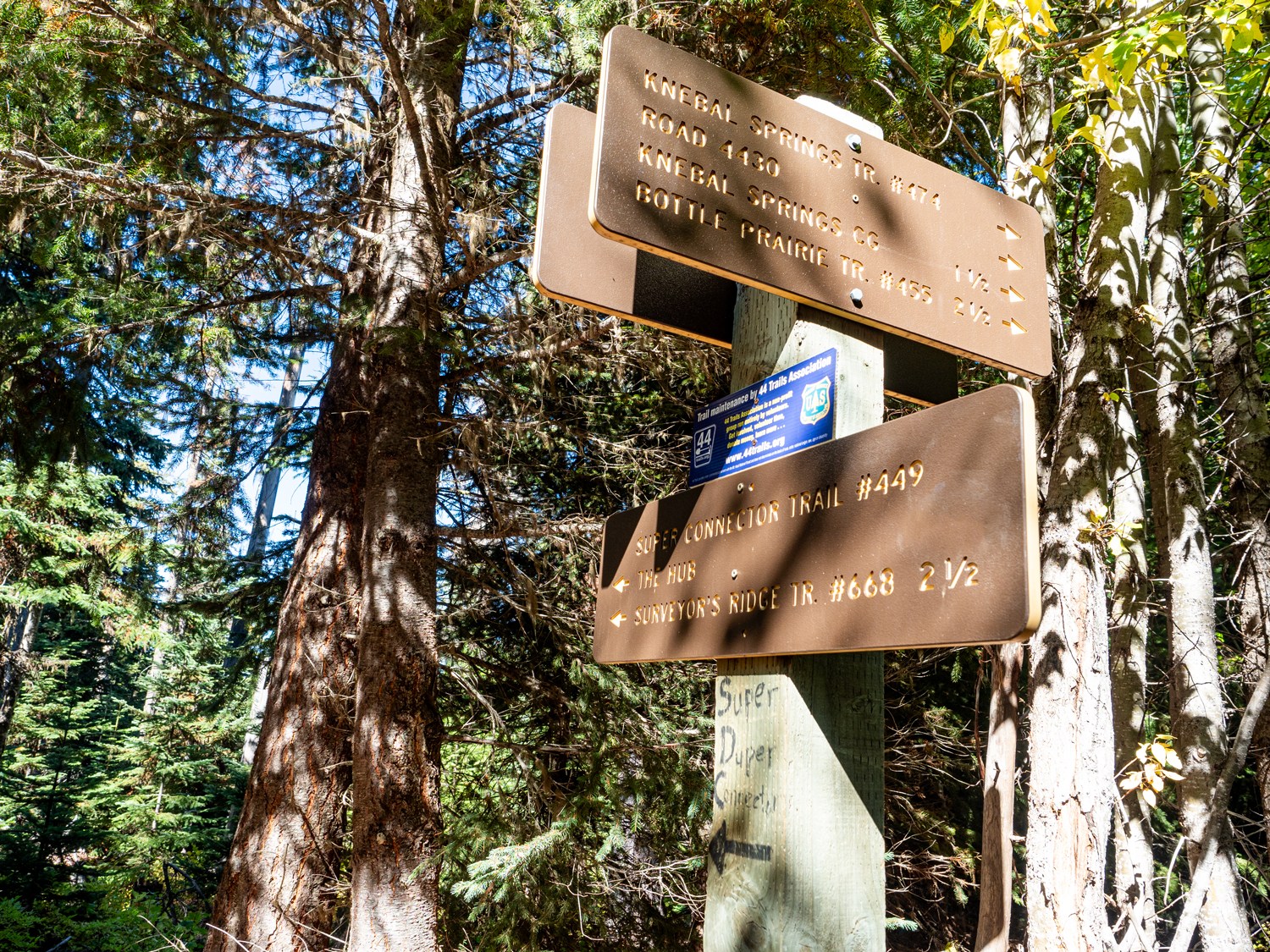 44 Trails intersection with A LOT of signs