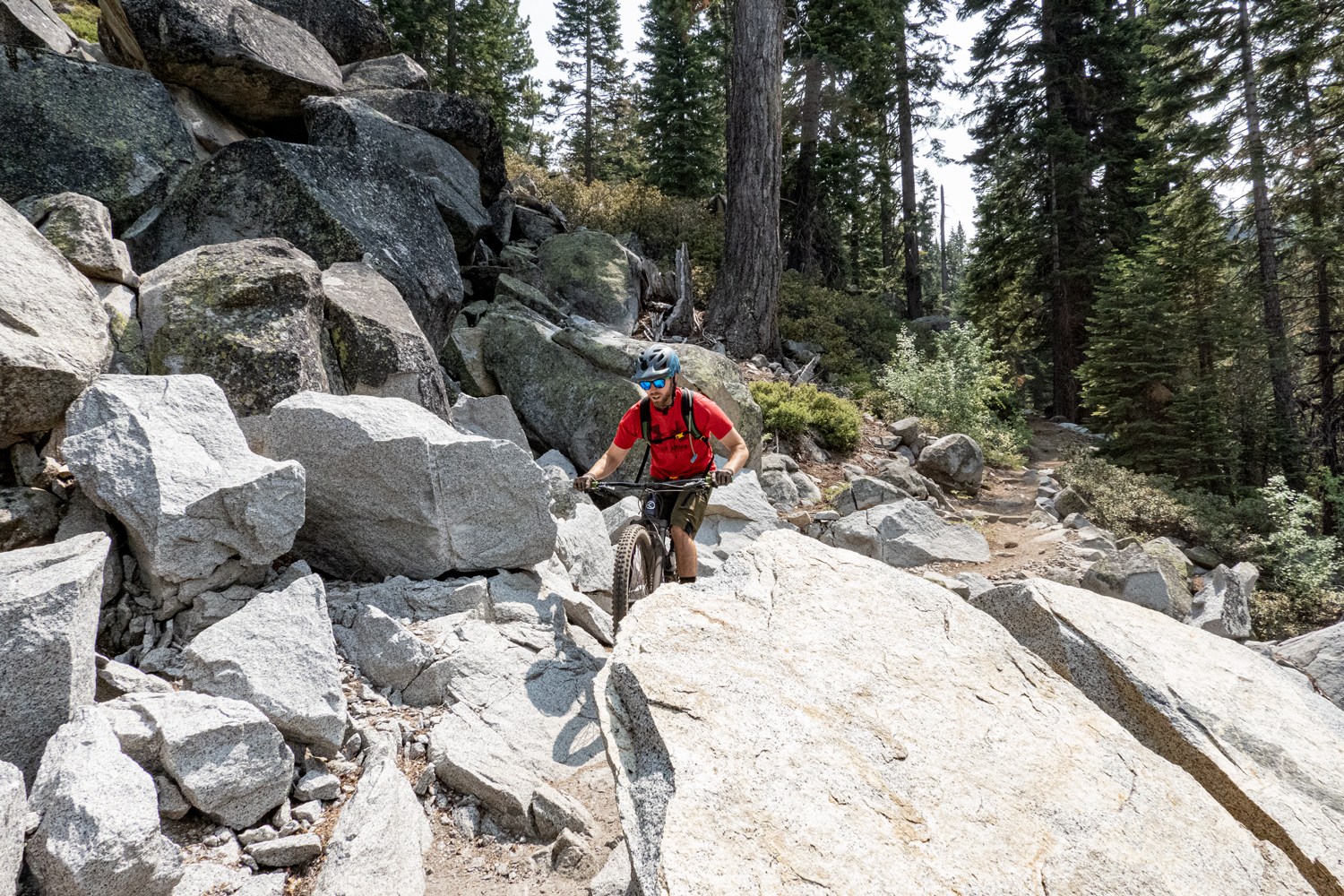 Mountain bikers on the Christmas Valley Trail in Lake Tahoe