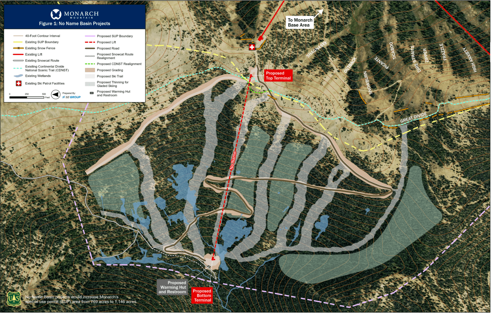 Trail map showcasing Monarch Mountain expansion