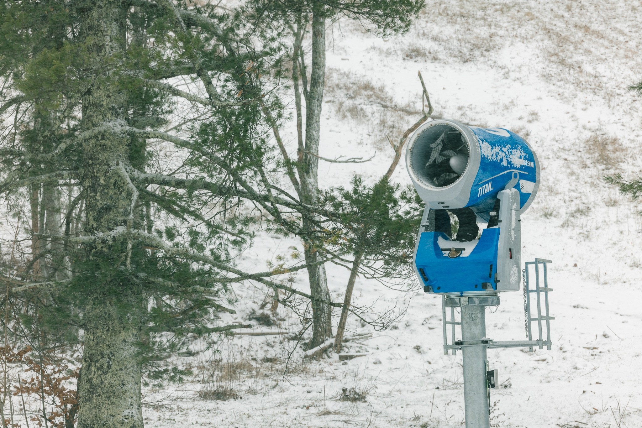 The new DemacLenko Snowguns at Hatley Point on a snowy winter's day