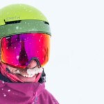 A close-up of the Smith 4D Mag Goggles one of the best snowboard goggles