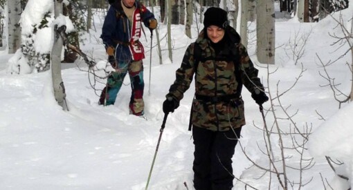 Two beginner splitboarders trying their hand at backcountry skiing in Lake Tahoe