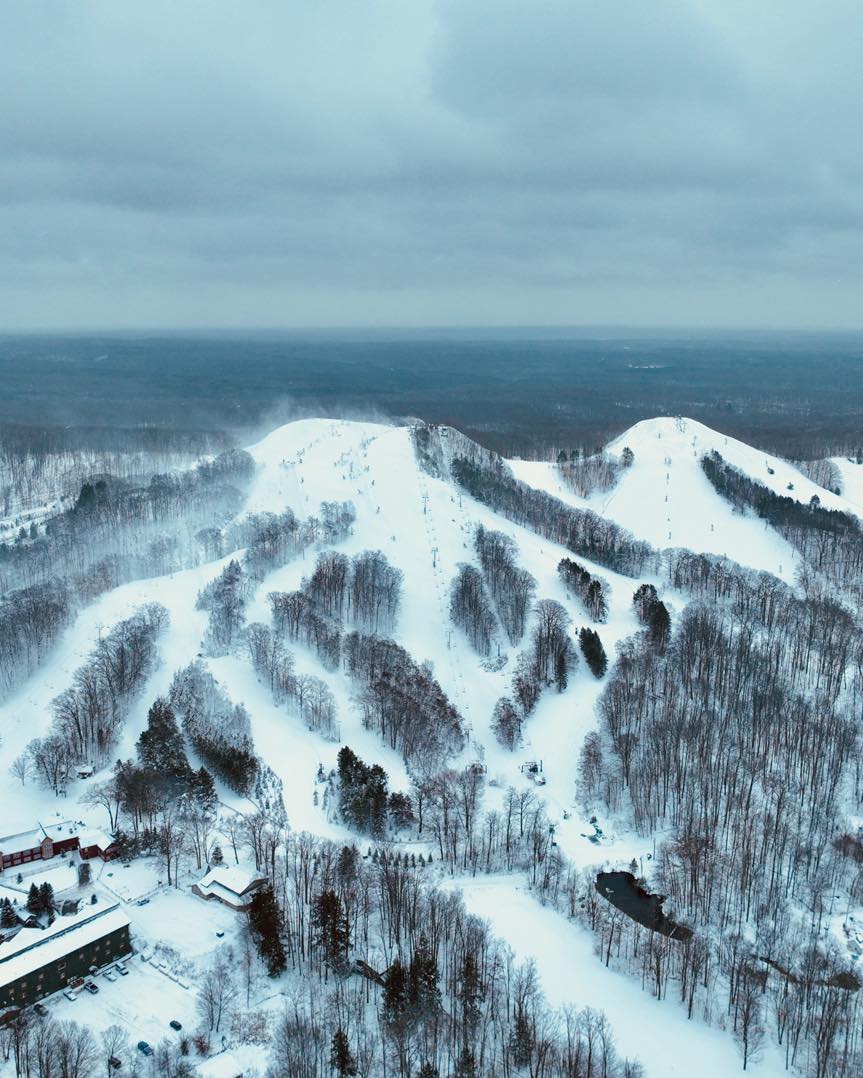 Snowmaking at Caberfae Peaks for opening day at 2024/25 ski season