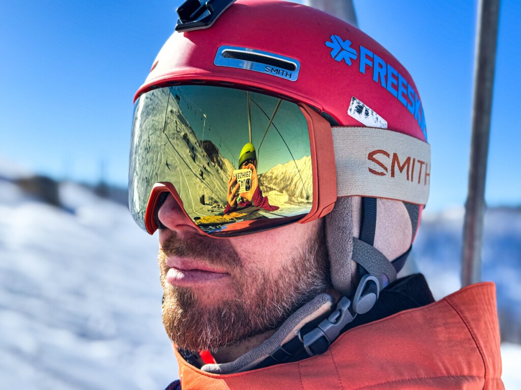 Smith 4D Mag goggles on skier