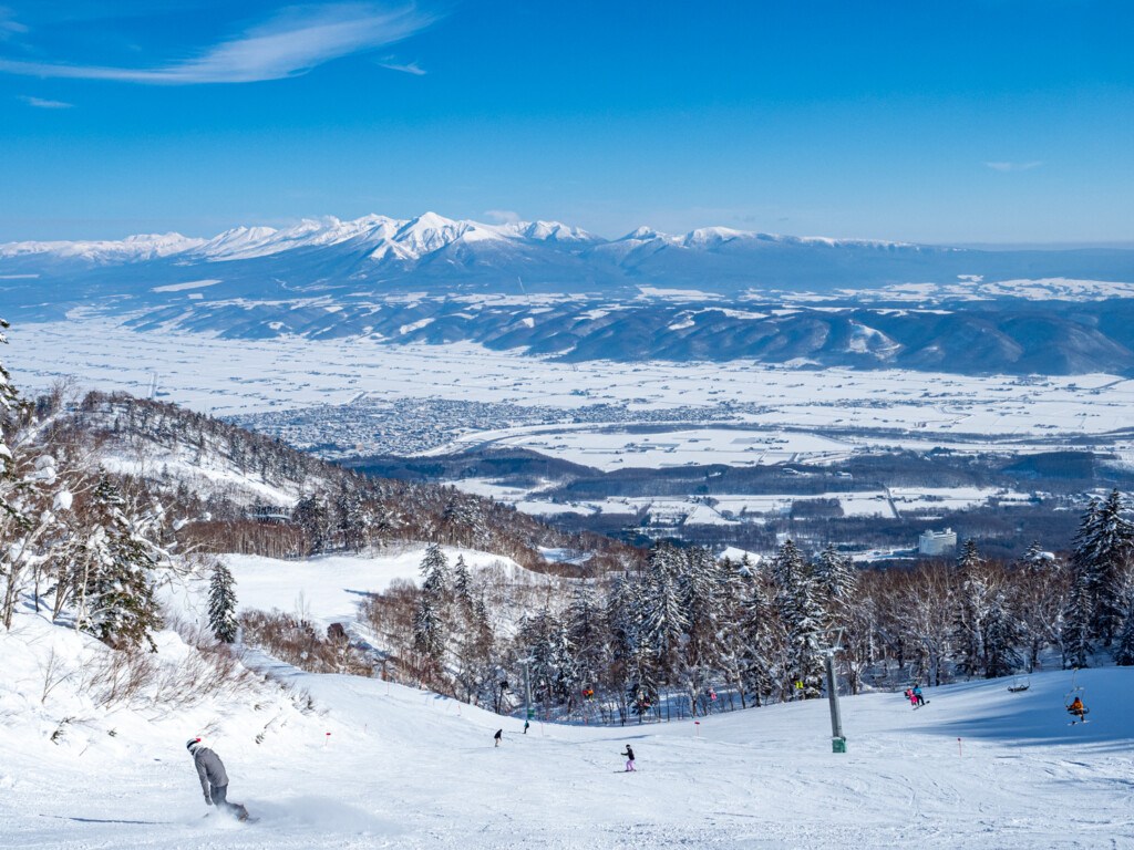 Overlooking the Furano valley with the city of Furanoin the distance