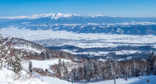 Overlooking the Furano valley with the city of Furanoin the distance