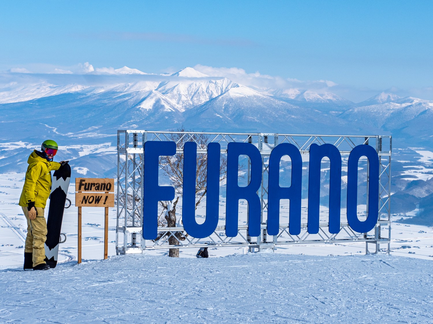 The Furano sign at the top of the ski area