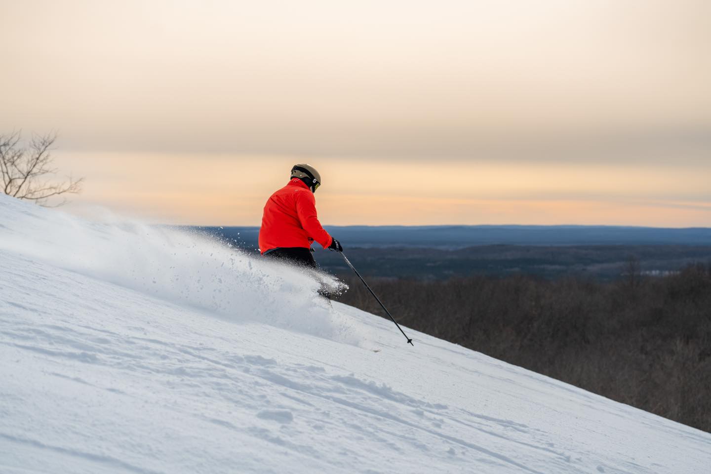 skier enjoying powder at Caberfae Peaks during the snowiest winter on record