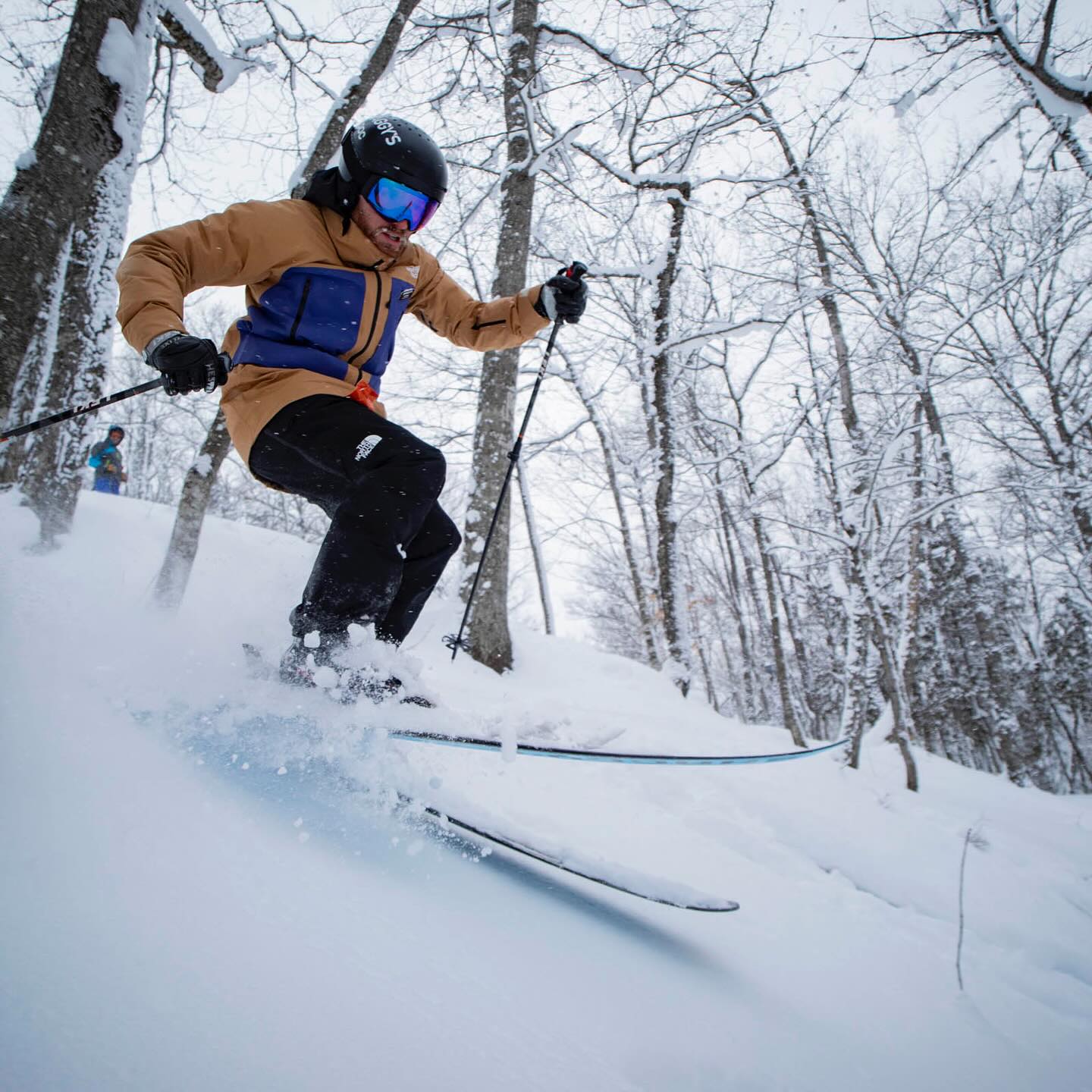 skier enjoying fresh pow at Mt Bohemia