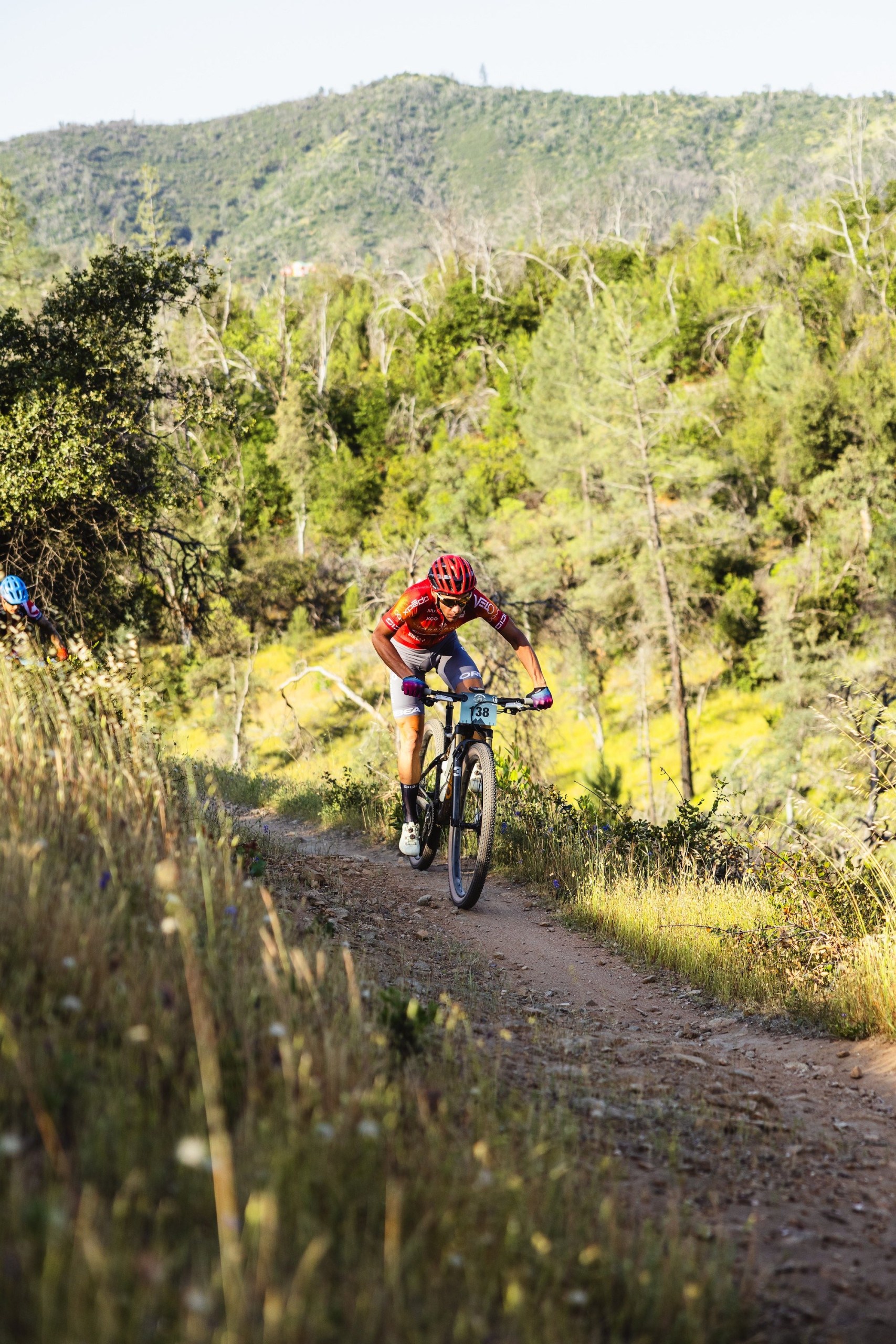Mountain biker racing the Lemurian Classic in Redding California
