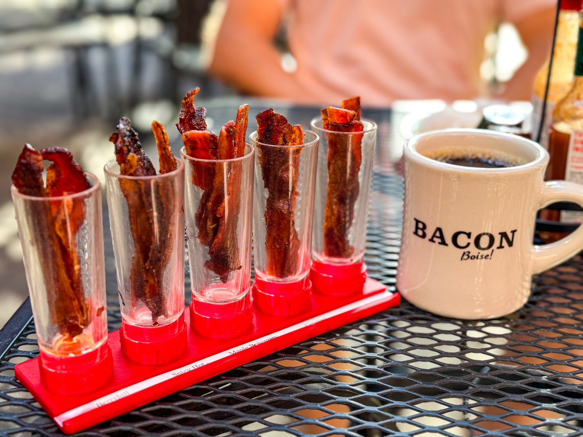 The bacon shooter sampler at Bacon Boise!