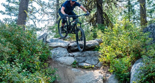 mountain biker floating over the terrain at Jug Mountain in McCall Idaho