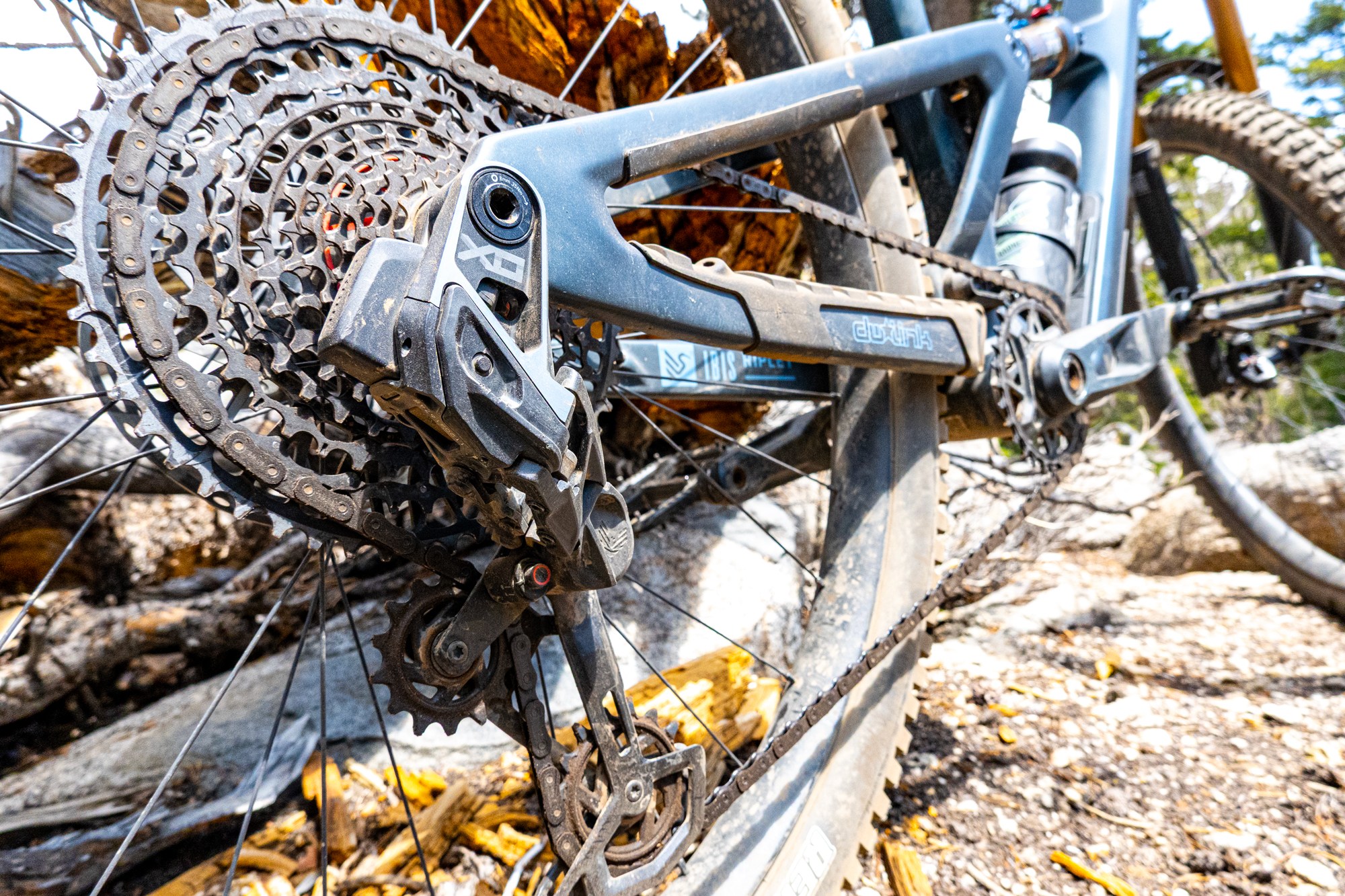 Close-up of the SRAM XO Eagle AXS rear derailleur