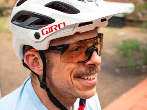 A close-up shot of the Smith Attack Mag MTB glasses