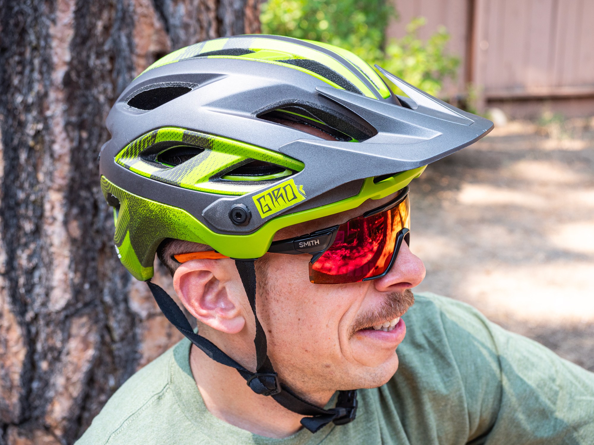 Giro merit spherical helmet with the Smith Attack Mag sunglasses