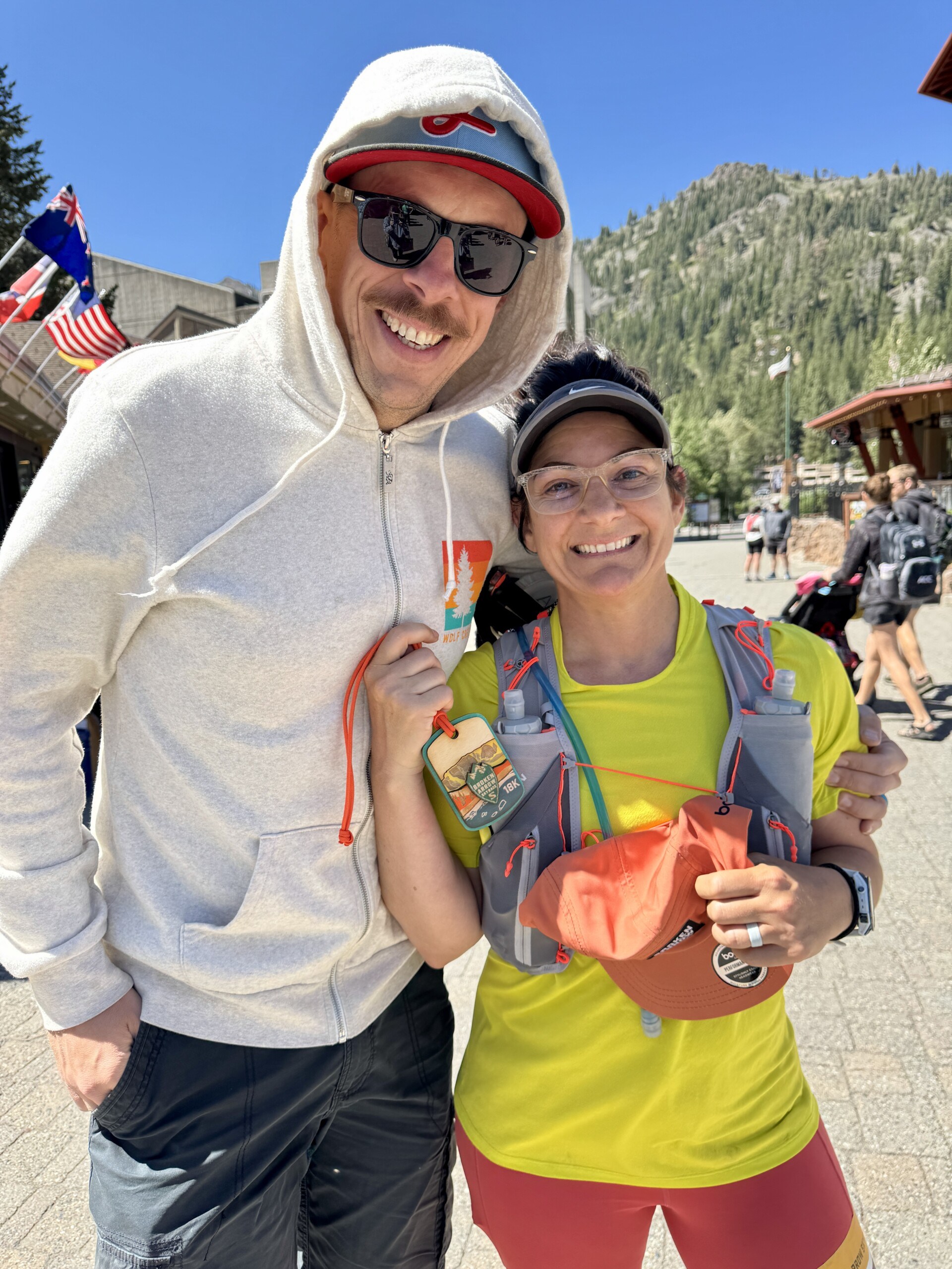 first trail race finish line and medal