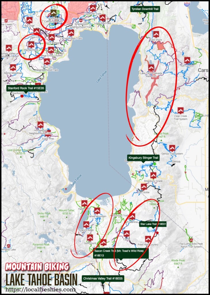Lake Tahoe mountain biking map