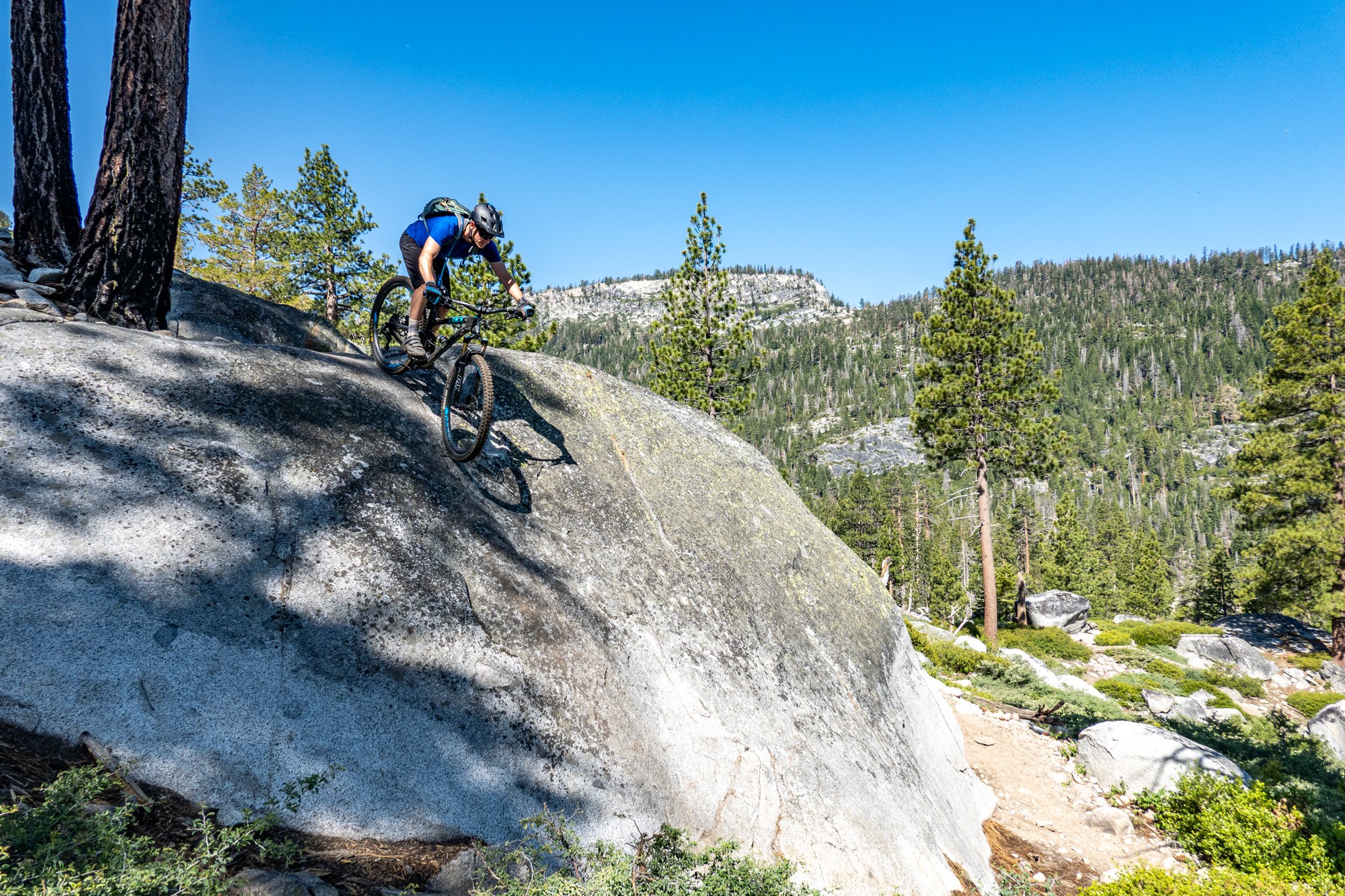 mountain biker riding Christmas Valley in Lake Tahoe