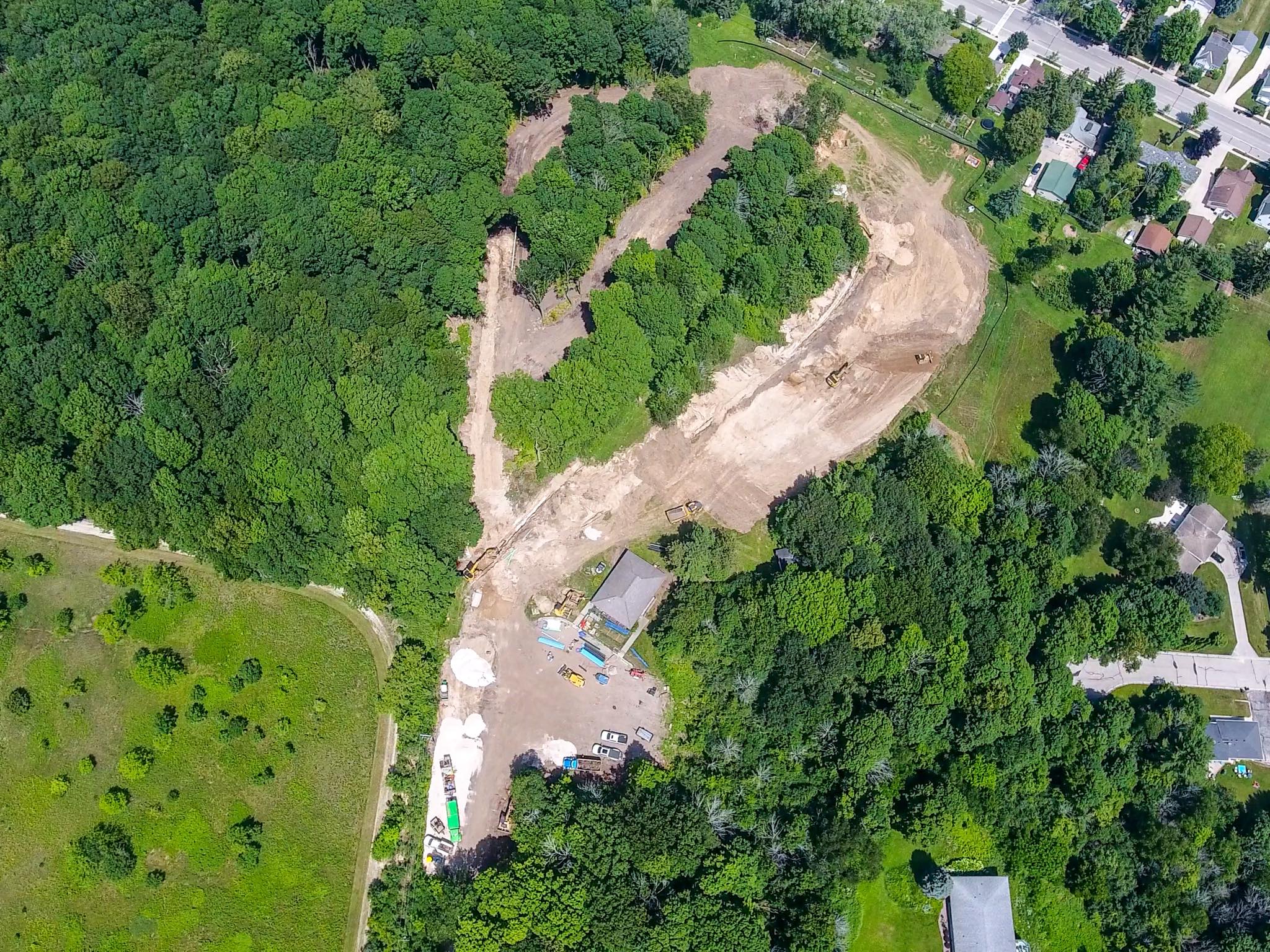 Aerial shot of construction at Nutt Hill