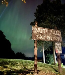 the northern lights over Nutt Hill Ski Area
