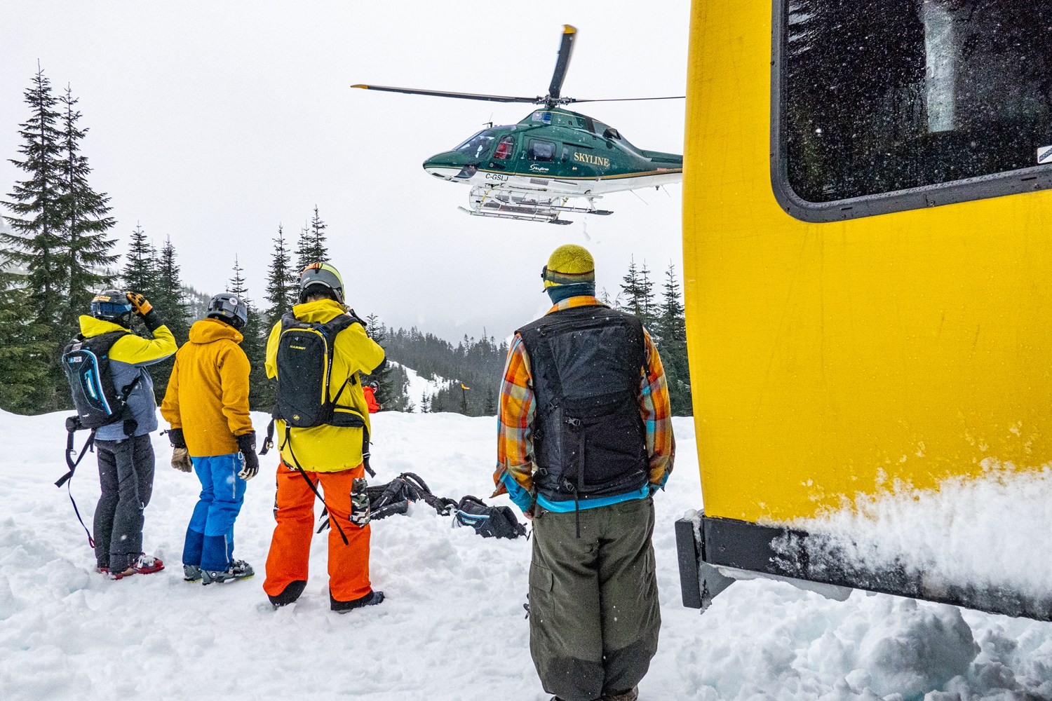 cat skiing as backup when the heli can't fly