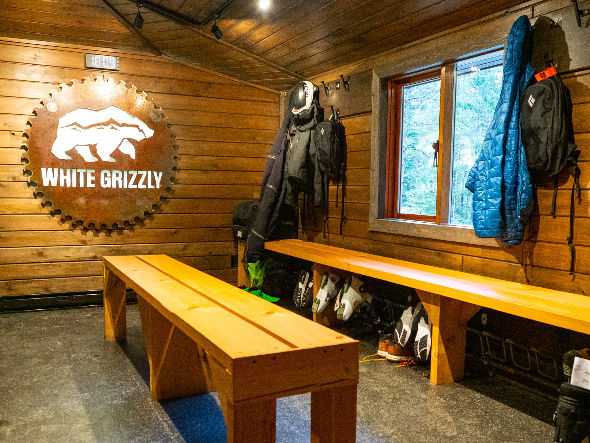 The boot room at White Grizzly