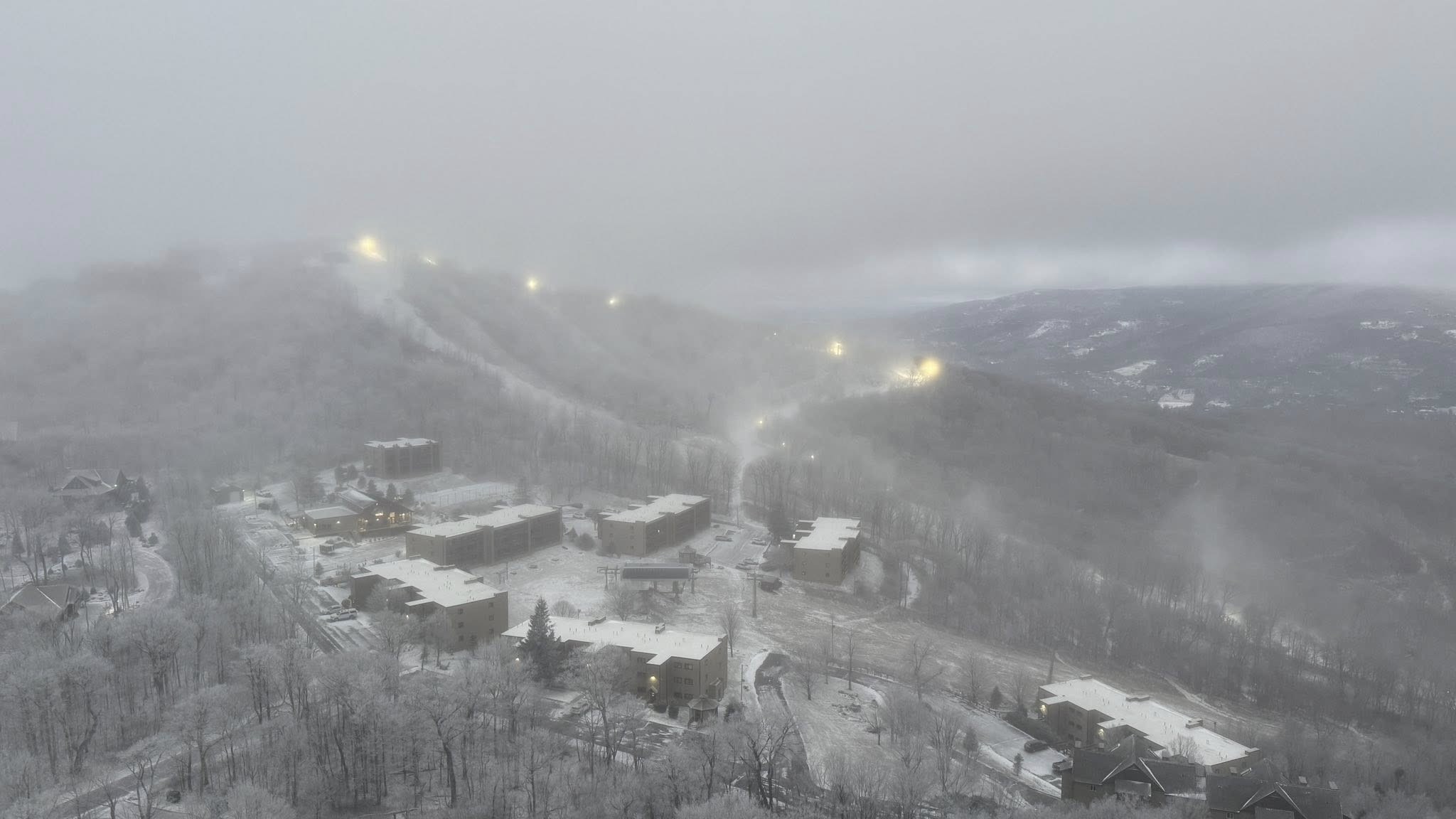 snowmaking at Sugar Mountain ski resort for opening day