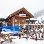 Main day lodge at Whitewater Ski Resort on a powder day
