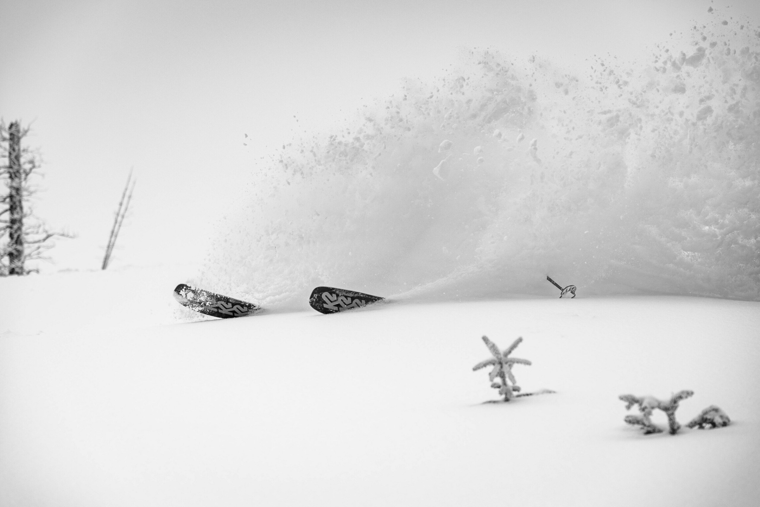 skier enjoying powder at Powder Mountain