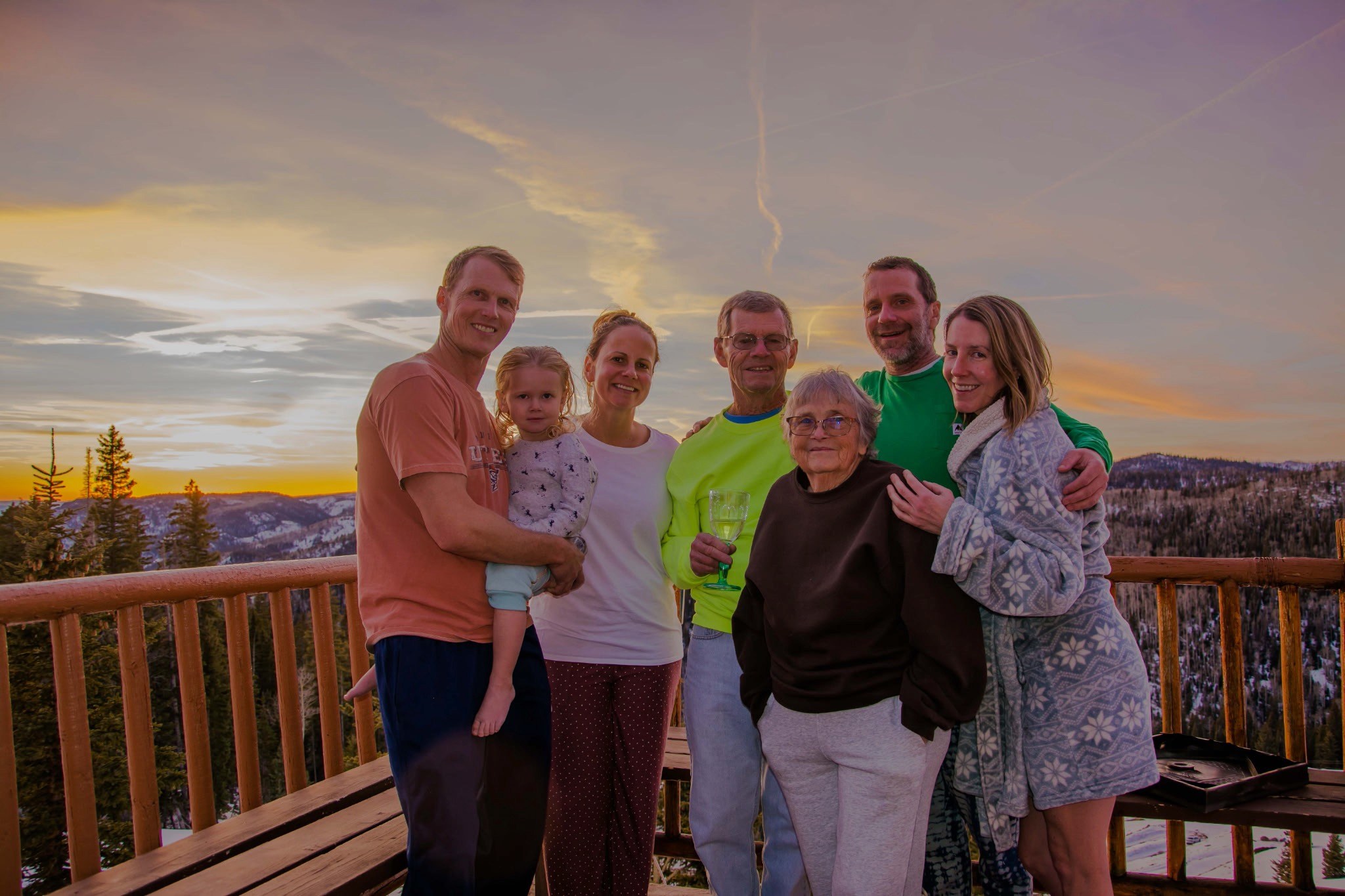 Tait Ecklund and family at a cabin at Eagle Point