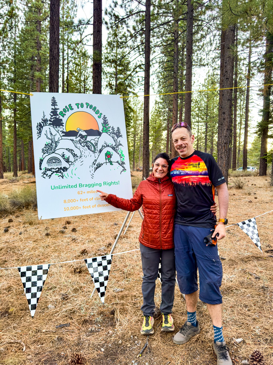 Mountain biker at finish line of Rose to Toads in 2026